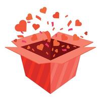 Red striped box exploding with love for valentine's day vector