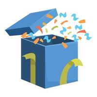 Blue gift box exploding with colorful confetti vector