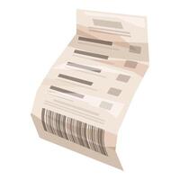 Long paper receipt with barcode showing purchase information vector