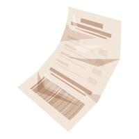 Folded paper document with barcode is flying in air vector
