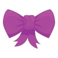 Big purple bow with knot tying shiny ribbon vector