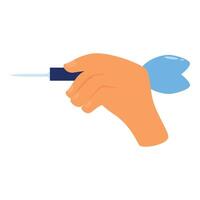 Hand holding dart getting ready to play darts game vector