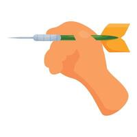 Hand holding a dart ready to throw it to the target vector