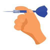 Hand holding dart for playing darts game vector