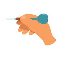 Hand holding dart aiming at target on white background vector