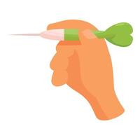 Hand holding a dart for playing darts vector