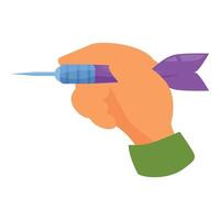 Hand holding dart targeting success in game of darts vector