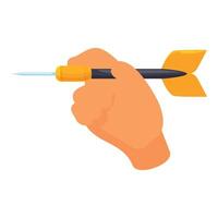 Hand holding dart for playing darts game in competition vector