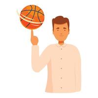 Man is spinning a basketball on his finger vector