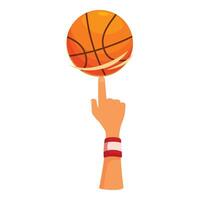 Athlete spinning basketball on fingertip with motion lines vector