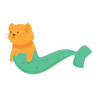 Cute cat mermaid character sitting on a tail vector