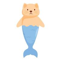 Cute cat mermaid smiling and showing its fishtail vector