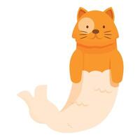 Cartoon cat mermaid with a funny face is posing on a white background vector