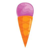 Pink ice cream scoop melting in waffle cone vector