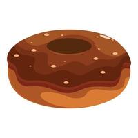 Delicious chocolate donut covered with chocolate icing and sprinkles vector