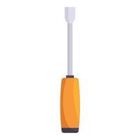 Chisel screwdriver with orange handle standing upright on white background vector