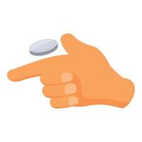 Hand flipping coin making important decision vector