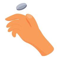 Hand flipping coin making decision vector