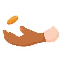 Hand flipping a coin making a decision vector