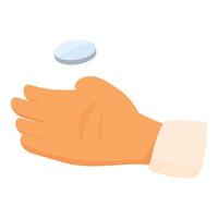 Hand is flipping a coin to make a decision vector