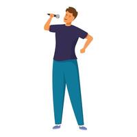Young man singing with microphone on stage vector