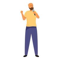 Motivational speaker inspiring audience with powerful speech using microphone vector
