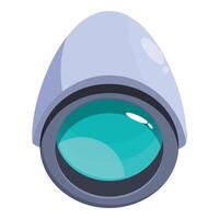 Modern security camera observing with green lens vector
