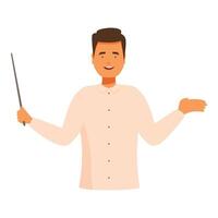 Smiling teacher holding pointer and explaining something vector