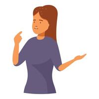 Woman gesturing with hand and talking making a point during presentation vector