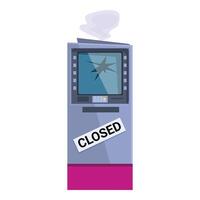 Broken atm with closed sign is smoking vector
