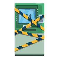 Green atm is out of service and wrapped in yellow and black caution tape vector