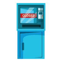 Blue atm machine displaying closed sign vector