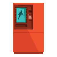Red atm showing broken screen with hole vector