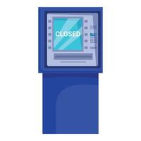 Blue atm machine with closed sign on the screen vector