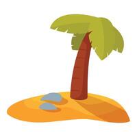 Green palm tree growing on a small tropical island vector