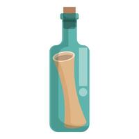 Glass bottle containing folded paper message with cork vector