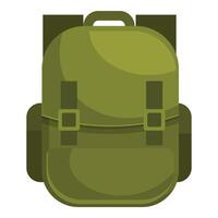 Large empty green backpack standing upright vector