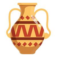 Ancient clay vase showing traditional decoration with geometric pattern vector