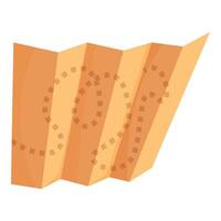 Folded paper map showing hiking route with dotted line vector
