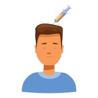Doctor injecting vaccine in patient's head using syringe vector