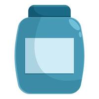 Blue plastic jar with blank label for supplements or vitamins vector