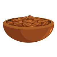 Wooden bowl overflowing with dates on white background vector