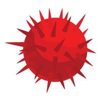 Red virus spore spreading sharp spikes around vector