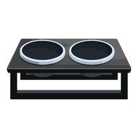 Double pet bowl standing on a raised platform for cats and dogs vector