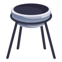 Round brazier standing on three legs for cooking on firewood vector