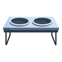 Double dog bowl is standing on a metal stand vector