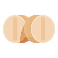Two round pills with line dividing them are lying on white background vector