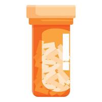 Orange plastic bottle containing white pills with blank label vector