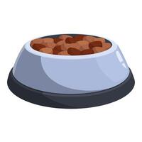 Full dog bowl with dry food is standing on the floor vector