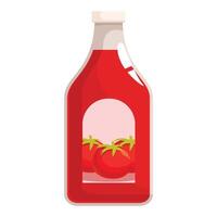 Glass bottle containing ketchup with tomatoes illustration vector